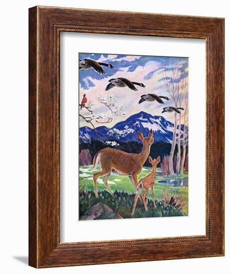 "Spring in the Meadow,"March 1, 1938-Paul Bransom-Framed Giclee Print