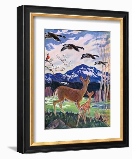 "Spring in the Meadow,"March 1, 1938-Paul Bransom-Framed Giclee Print