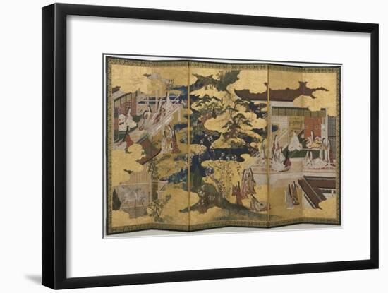 Spring in the Palace, Six-Fold Screen from 'The Tale of Genji', C.1650-Japanese-Framed Giclee Print