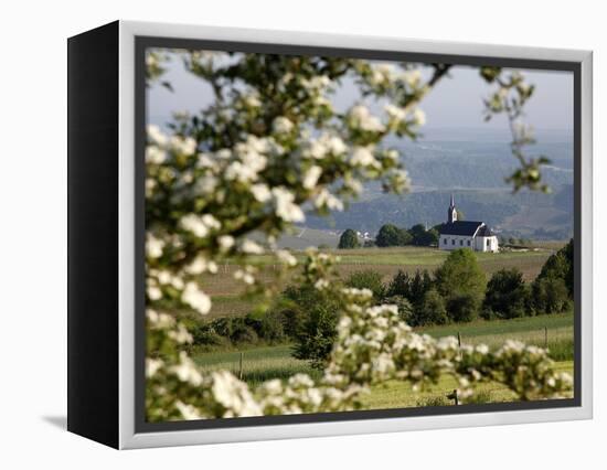 Spring Landscape with Little Church Near Nittel, Mosel-Valley, Rhineland-Palatinate, Germany, Europ-Hans Peter Merten-Framed Premier Image Canvas