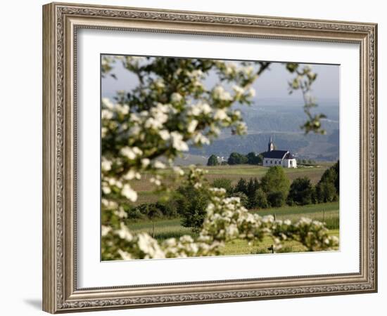 Spring Landscape with Little Church Near Nittel, Mosel-Valley, Rhineland-Palatinate, Germany, Europ-Hans Peter Merten-Framed Photographic Print