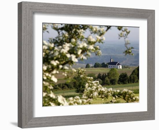 Spring Landscape with Little Church Near Nittel, Mosel-Valley, Rhineland-Palatinate, Germany, Europ-Hans Peter Merten-Framed Photographic Print