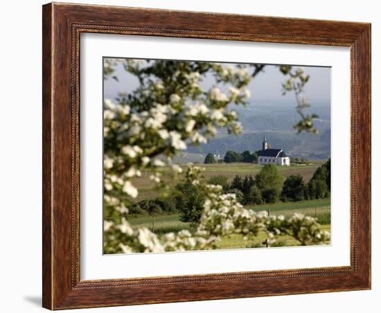 Spring Landscape with Little Church Near Nittel, Mosel-Valley, Rhineland-Palatinate, Germany, Europ-Hans Peter Merten-Framed Photographic Print