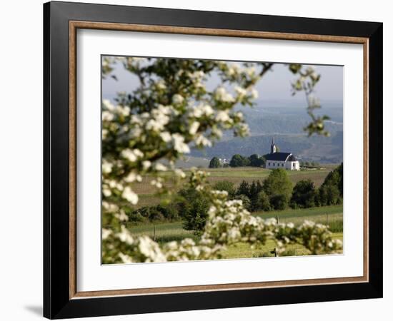 Spring Landscape with Little Church Near Nittel, Mosel-Valley, Rhineland-Palatinate, Germany, Europ-Hans Peter Merten-Framed Photographic Print