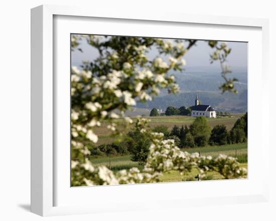 Spring Landscape with Little Church Near Nittel, Mosel-Valley, Rhineland-Palatinate, Germany, Europ-Hans Peter Merten-Framed Photographic Print