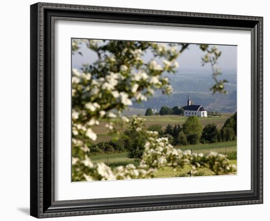 Spring Landscape with Little Church Near Nittel, Mosel-Valley, Rhineland-Palatinate, Germany, Europ-Hans Peter Merten-Framed Photographic Print