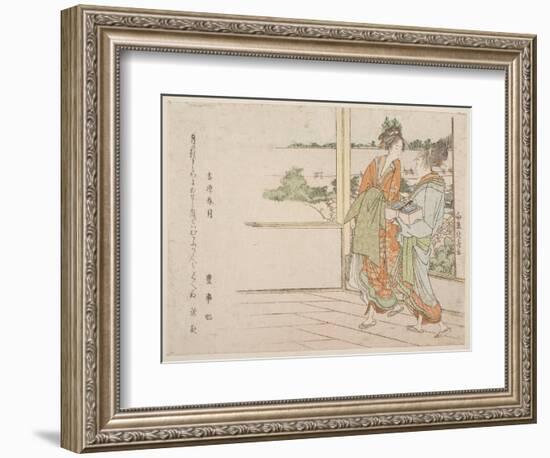 Spring Moon over Yoshiwara (Yoshiwara Shungetsu) (Woodblock Print)-Katsushika Hokusai-Framed Giclee Print