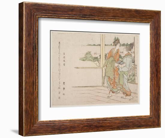 Spring Moon over Yoshiwara (Yoshiwara Shungetsu) (Woodblock Print)-Katsushika Hokusai-Framed Giclee Print