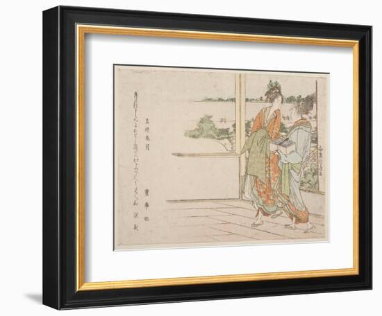 Spring Moon over Yoshiwara (Yoshiwara Shungetsu) (Woodblock Print)-Katsushika Hokusai-Framed Giclee Print