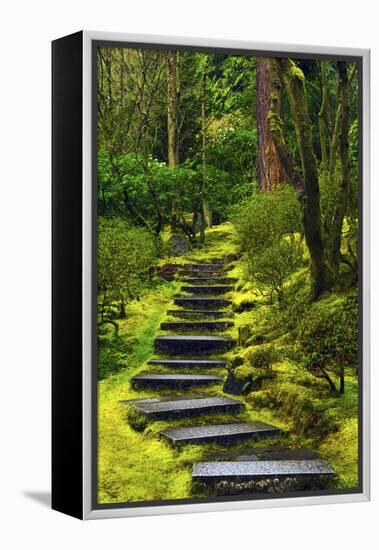 Spring on the Steps, Portland Japanese Garden, Portland, Oregon, USA-Michel Hersen-Framed Premier Image Canvas