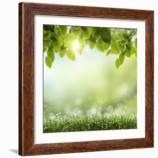 Spring or Summer Season Abstract Nature Background with Grass and Blue Sky in the Back-Krivosheev Vitaly-Framed Photographic Print