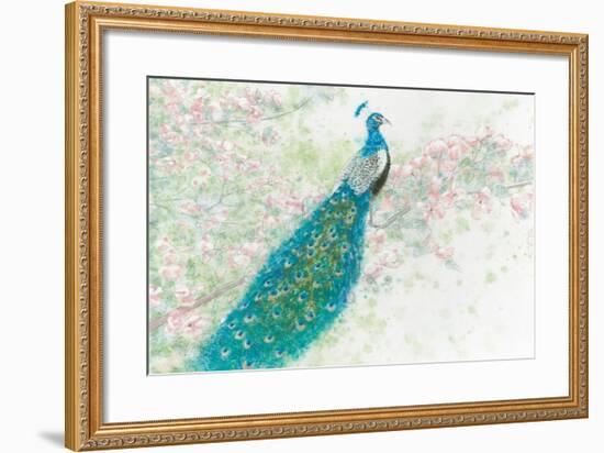 Spring Peacock I Pink Flowers-James Wiens-Framed Art Print