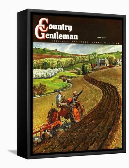 "Spring Plowing," Country Gentleman Cover, May 1, 1945-Peter Helck-Framed Premier Image Canvas