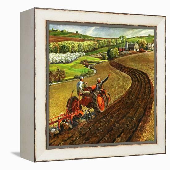 "Spring Plowing,"May 1, 1945-Peter Helck-Framed Premier Image Canvas