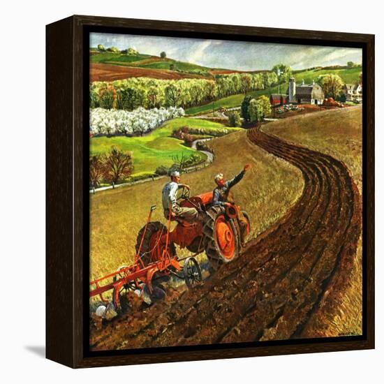 "Spring Plowing,"May 1, 1945-Peter Helck-Framed Premier Image Canvas
