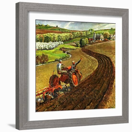 "Spring Plowing,"May 1, 1945-Peter Helck-Framed Giclee Print