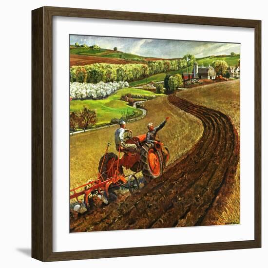 "Spring Plowing,"May 1, 1945-Peter Helck-Framed Giclee Print