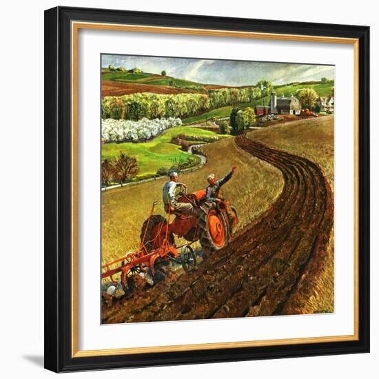 "Spring Plowing,"May 1, 1945-Peter Helck-Framed Giclee Print