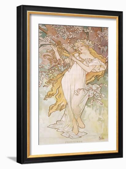 Spring; Printemps, C.1896-Alphonse Mucha-Framed Giclee Print