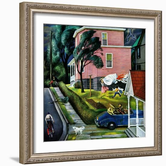 "Spring Storm Blowing In", April 26, 1952-John Falter-Framed Giclee Print