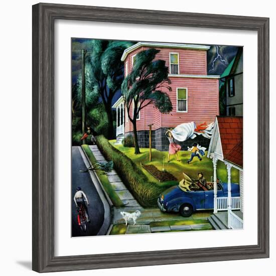 "Spring Storm Blowing In", April 26, 1952-John Falter-Framed Giclee Print