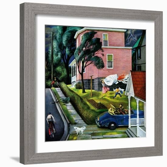 "Spring Storm Blowing In", April 26, 1952-John Falter-Framed Giclee Print