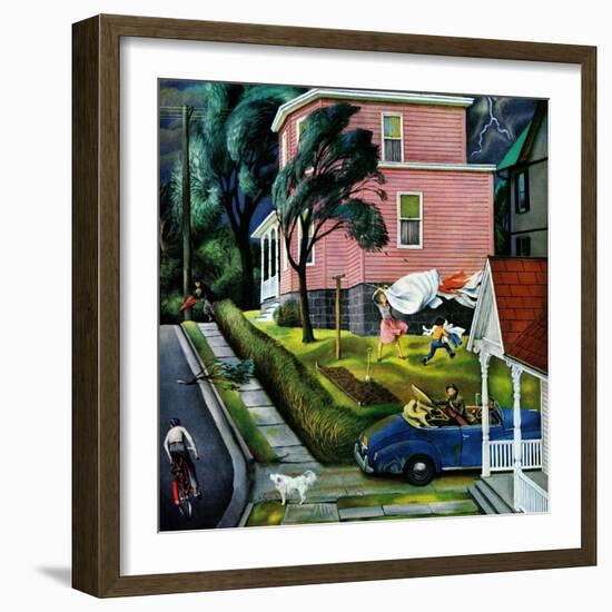 "Spring Storm Blowing In", April 26, 1952-John Falter-Framed Giclee Print