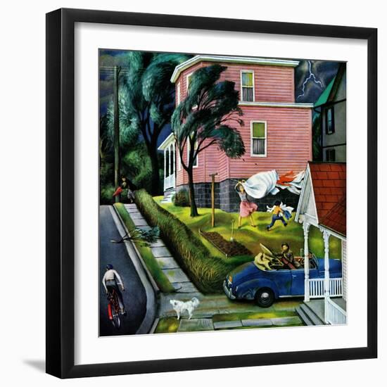 "Spring Storm Blowing In", April 26, 1952-John Falter-Framed Giclee Print