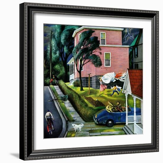 "Spring Storm Blowing In", April 26, 1952-John Falter-Framed Giclee Print