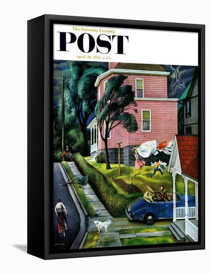 "Spring Storm Blowing In" Saturday Evening Post Cover, April 26, 1952-John Falter-Framed Premier Image Canvas