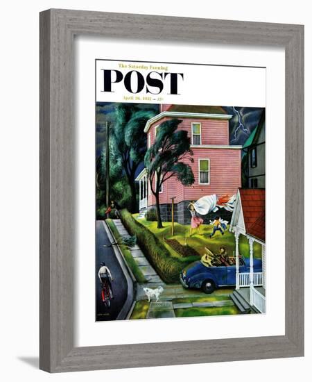 "Spring Storm Blowing In" Saturday Evening Post Cover, April 26, 1952-John Falter-Framed Giclee Print