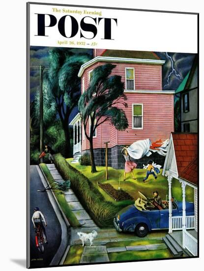 "Spring Storm Blowing In" Saturday Evening Post Cover, April 26, 1952-John Falter-Mounted Giclee Print