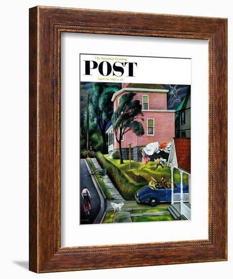 "Spring Storm Blowing In" Saturday Evening Post Cover, April 26, 1952-John Falter-Framed Giclee Print