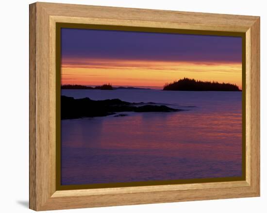 Spring Sunrise Silhouettes Edwards Island and Clouds on Lake Superior, Isle Royale National Park-Mark Carlson-Framed Premier Image Canvas