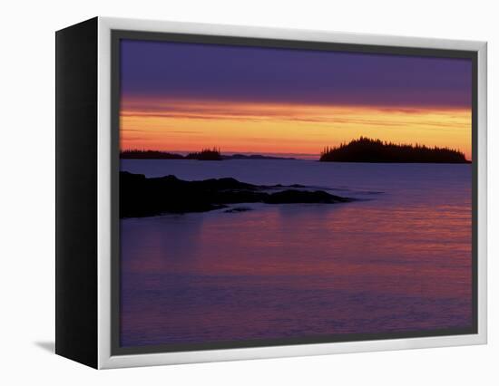 Spring Sunrise Silhouettes Edwards Island and Clouds on Lake Superior, Isle Royale National Park-Mark Carlson-Framed Premier Image Canvas