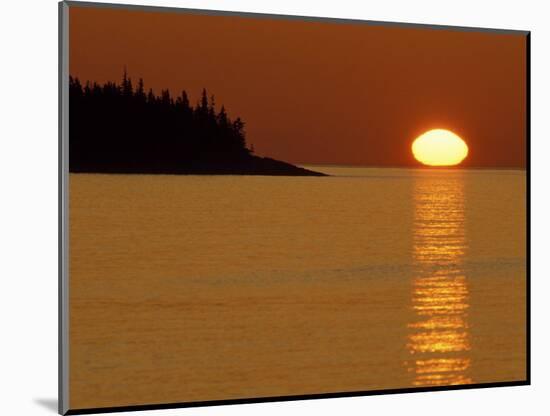 Spring Sunrise Silhouettes Edwards Island and Reflects Light on Lake Superior-Mark Carlson-Mounted Photographic Print