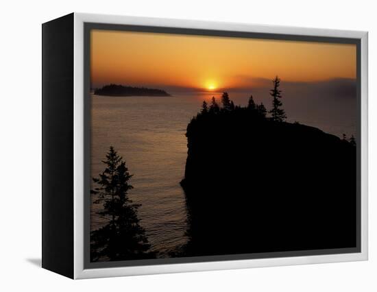 Spring Sunrise Silhouettes Edwards Island and Scoville Point on Lake Superior-Mark Carlson-Framed Premier Image Canvas