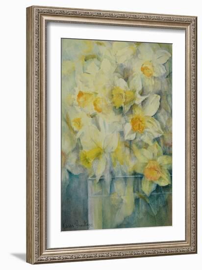 Spring Time, mixed daffodils in tank No 3., Mrs Krelage, Ice Follies and Fortune-Karen Armitage-Framed Giclee Print