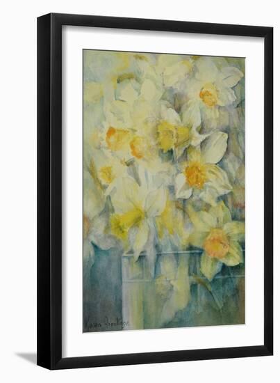 Spring Time, mixed daffodils in tank No 3., Mrs Krelage, Ice Follies and Fortune-Karen Armitage-Framed Giclee Print