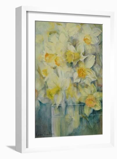 Spring Time, mixed daffodils in tank No 3., Mrs Krelage, Ice Follies and Fortune-Karen Armitage-Framed Giclee Print