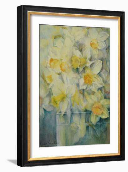Spring Time, mixed daffodils in tank No 3., Mrs Krelage, Ice Follies and Fortune-Karen Armitage-Framed Giclee Print