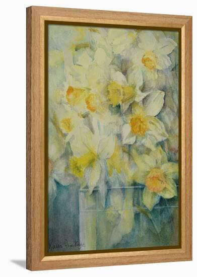 Spring Time, mixed daffodils in tank No 3., Mrs Krelage, Ice Follies and Fortune-Karen Armitage-Framed Premier Image Canvas