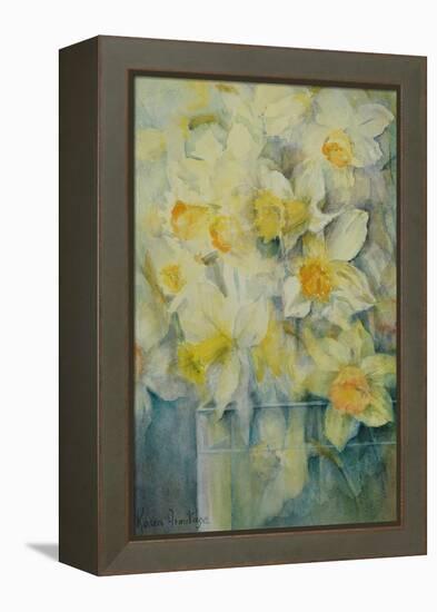 Spring Time, mixed daffodils in tank No 3., Mrs Krelage, Ice Follies and Fortune-Karen Armitage-Framed Premier Image Canvas
