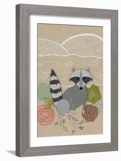 Spring Time Raccoon-Lantern Press-Framed Art Print