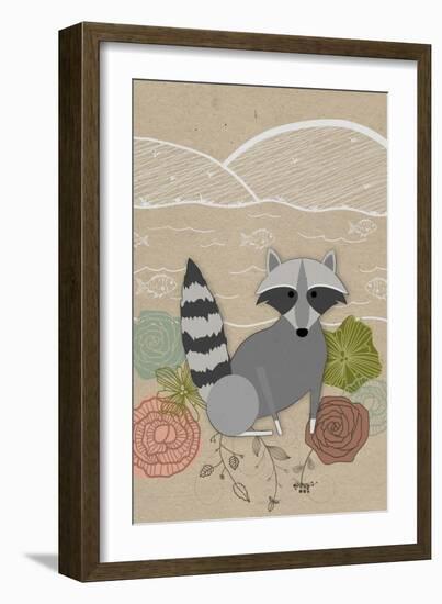 Spring Time Raccoon-Lantern Press-Framed Art Print