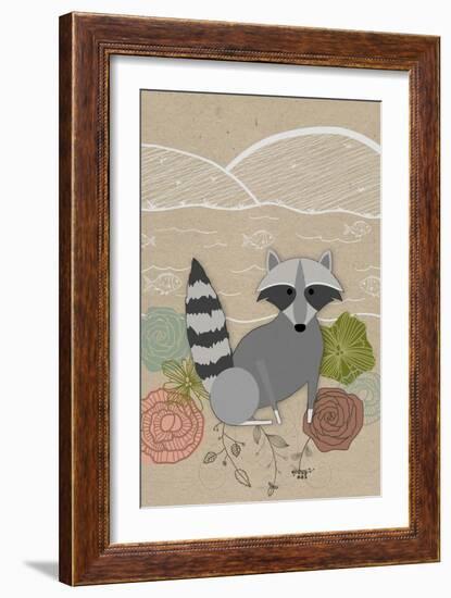 Spring Time Raccoon-Lantern Press-Framed Art Print