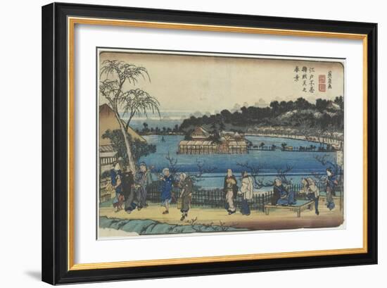 Spring View of Benzai-Ten Shrine at the Shinobazu Pond in Edo, C. 1830-1844-Keisai Eisen-Framed Giclee Print