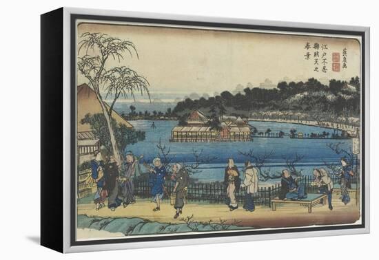 Spring View of Benzai-Ten Shrine at the Shinobazu Pond in Edo, C. 1830-1844-Keisai Eisen-Framed Premier Image Canvas