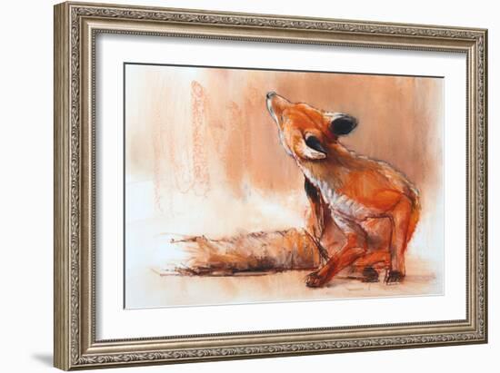 Spring Vixen, 2022, (pastel on paper)-Mark Adlington-Framed Giclee Print