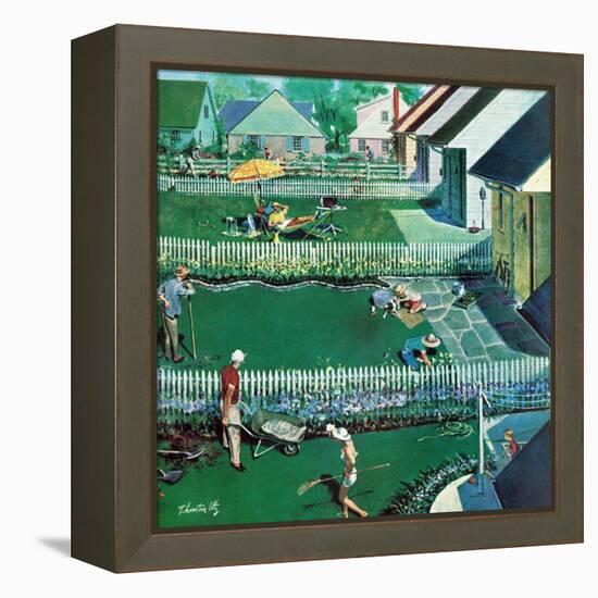 "Spring Yardwork", May 18, 1957-Thornton Utz-Framed Premier Image Canvas